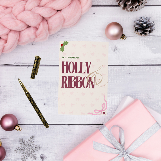 Tis the Season of Holly & Ribbon Christmas Greeting card