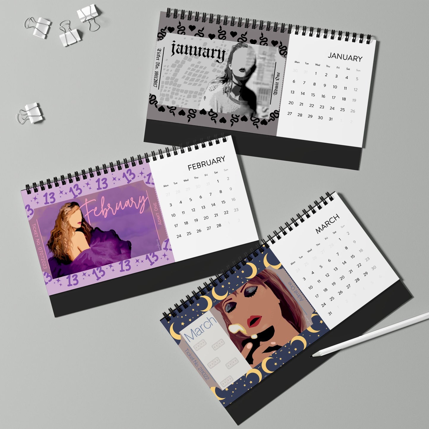 The Eras Desk Calendar (2025 grid)