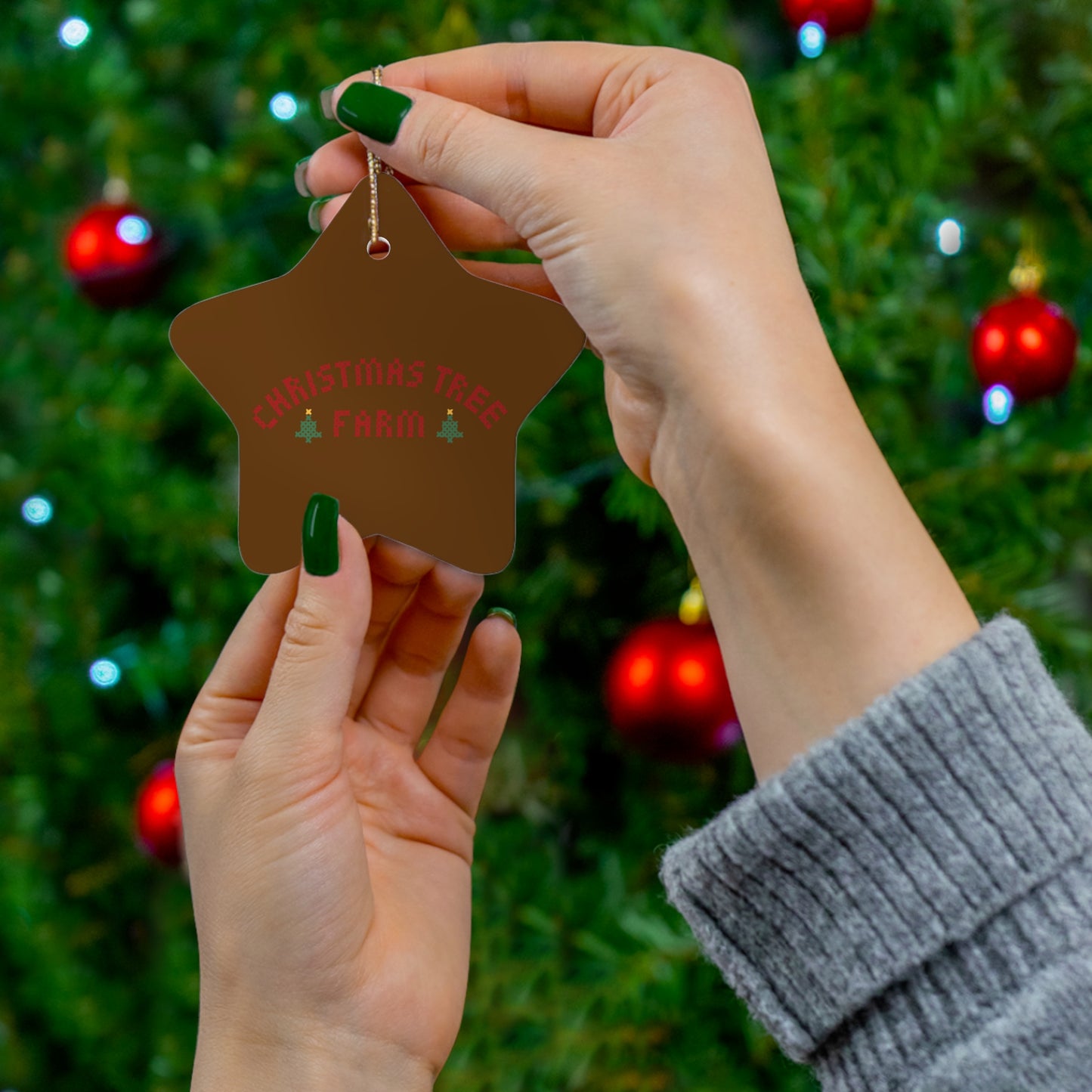 Christmas Tree Farm Christmas Ceramic Ornament, 4 Shapes