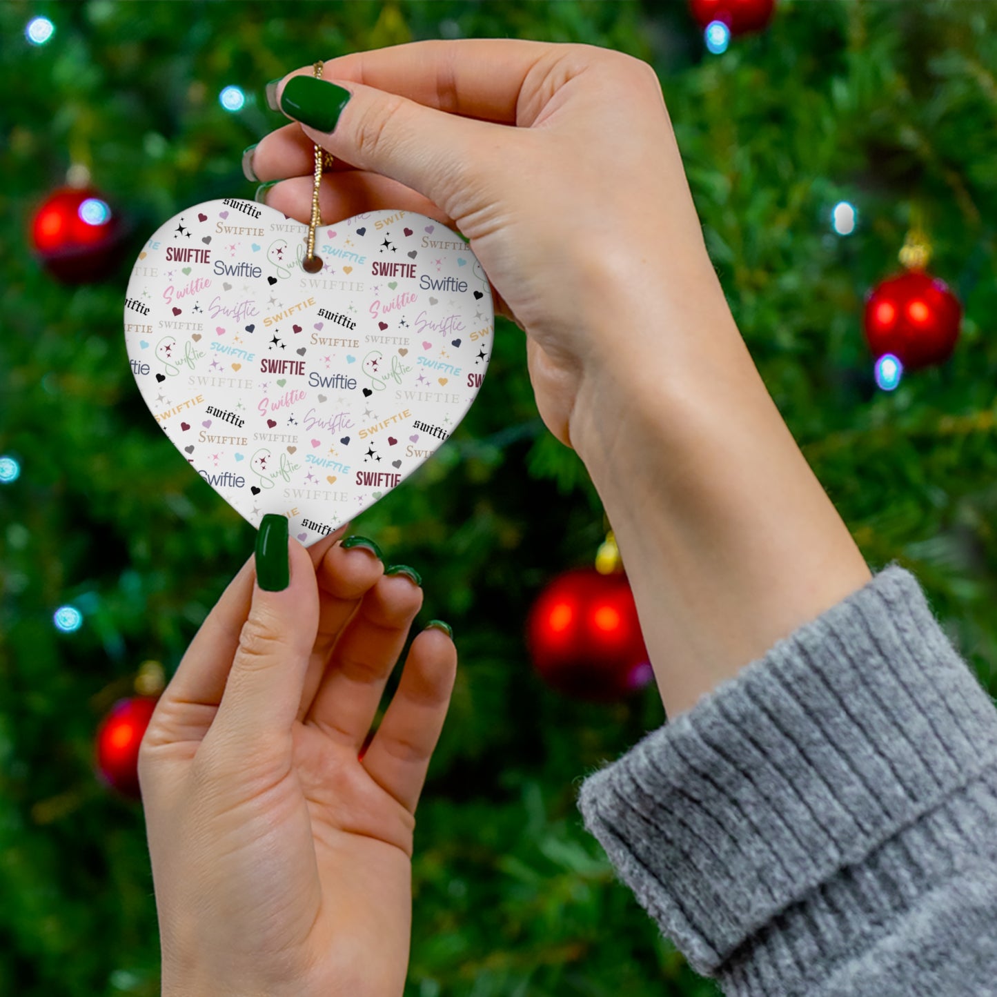 Swiftie Christmas Ceramic Ornament, 4 Shapes