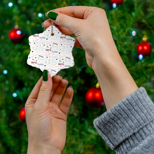 Swiftie Christmas Ceramic Ornament, 4 Shapes