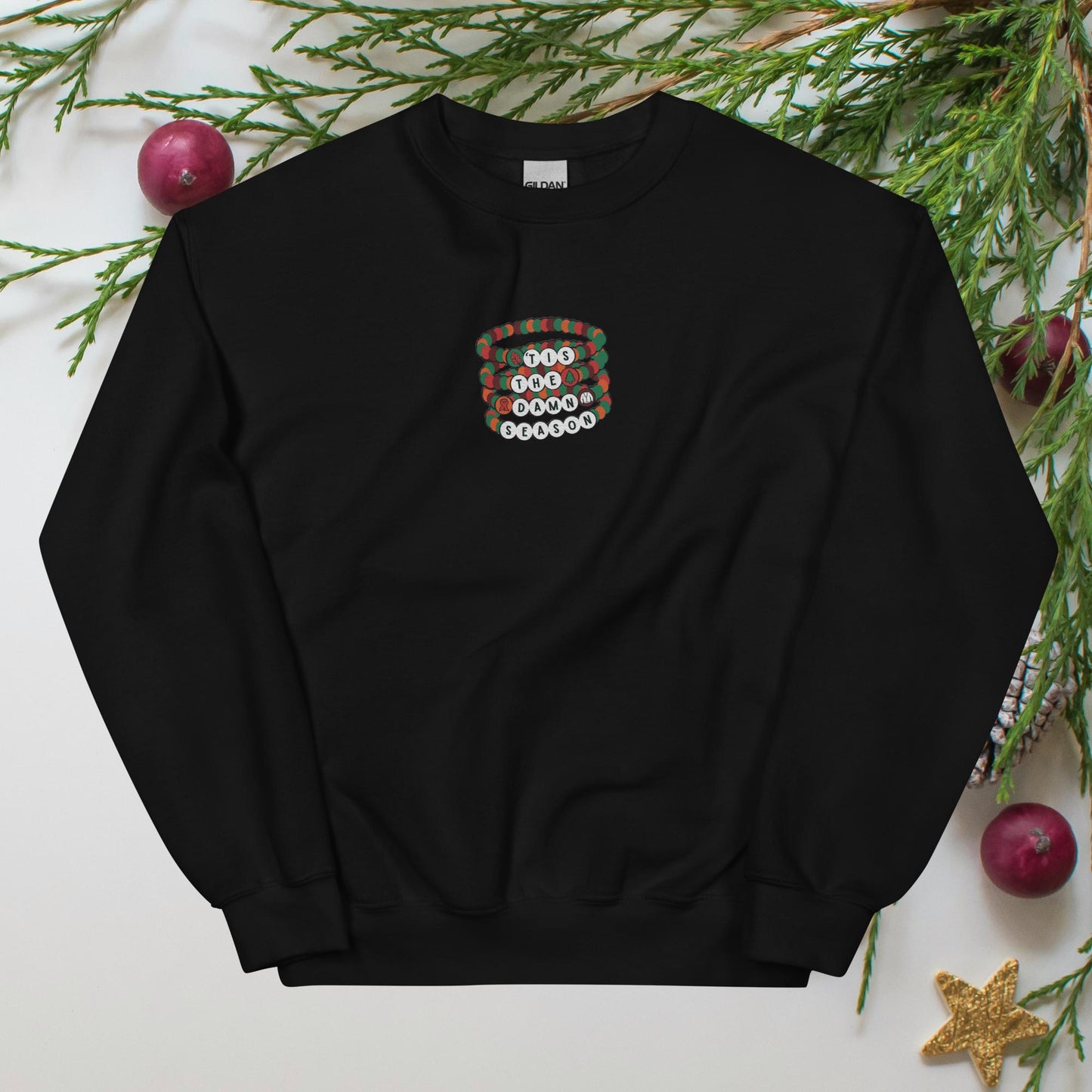 Tis the Damn Friendship Bracelet Embroidered Unisex Sweatshirt