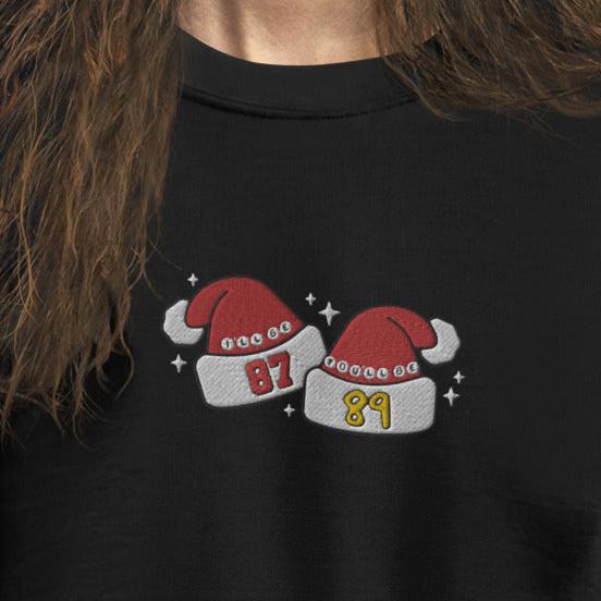 Tayvis Santa Hats Embroidered Unisex Sweatshirt