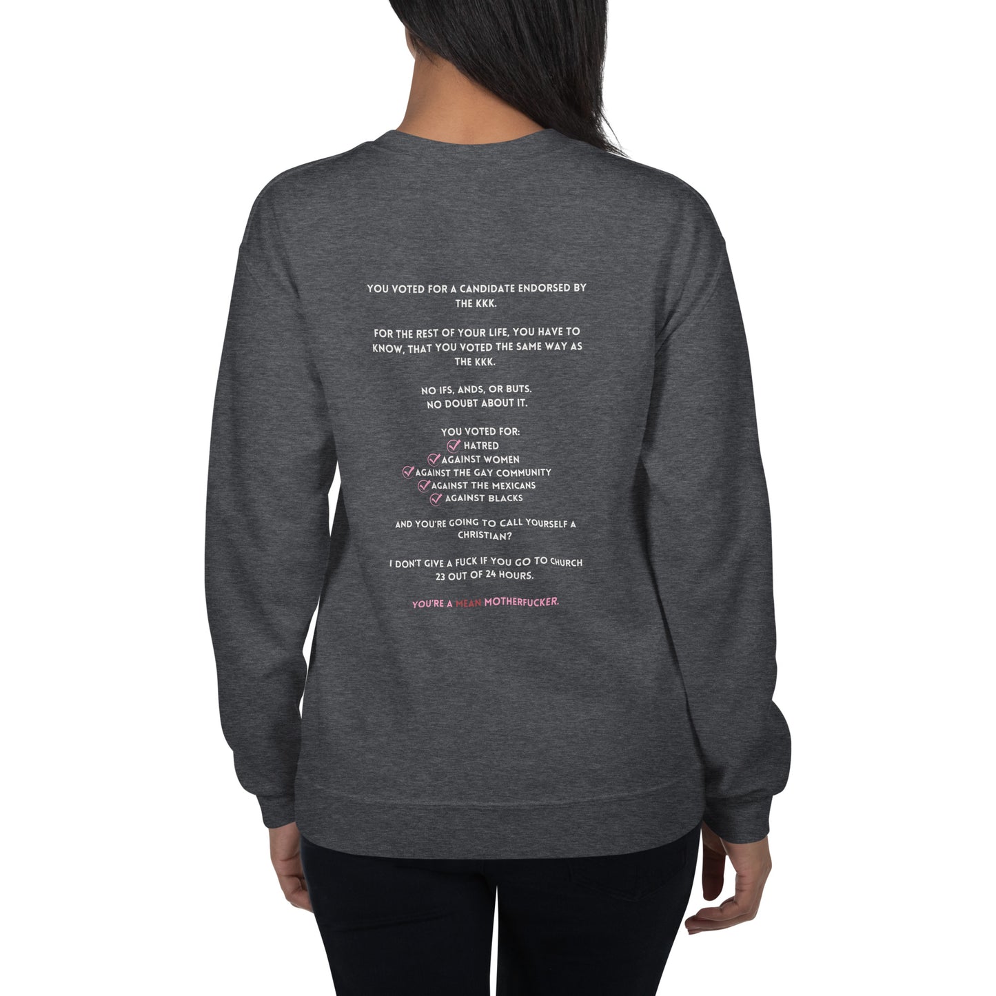 Mean Motherf*ckers" Slogan Sweatshirt – Bold Statement Against Hate Unisex Sweatshirt