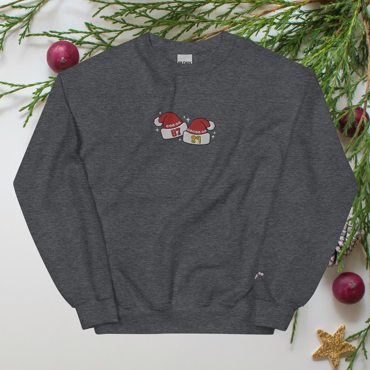 Tayvis Santa Hats Embroidered Unisex Sweatshirt