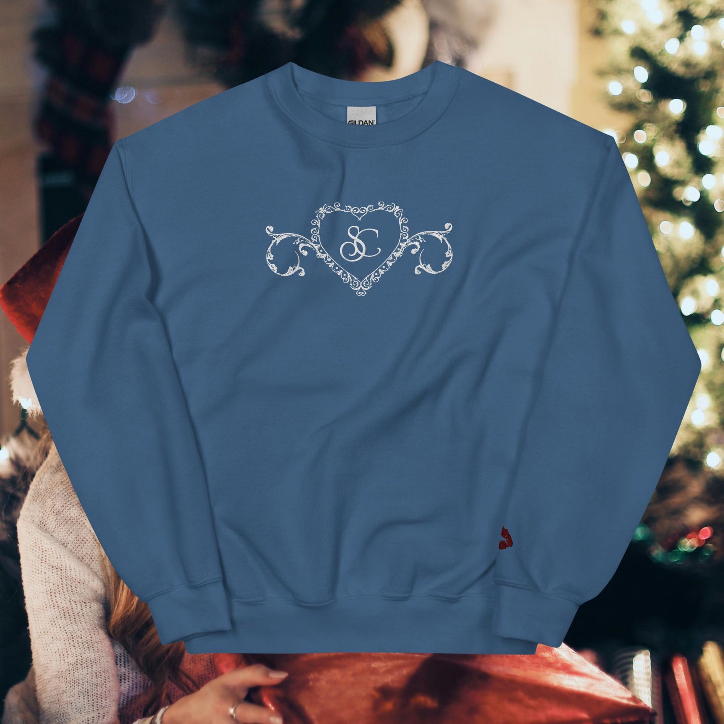 Short N Sweet Embroidered Unisex Sweatshirt with Kiss Detail