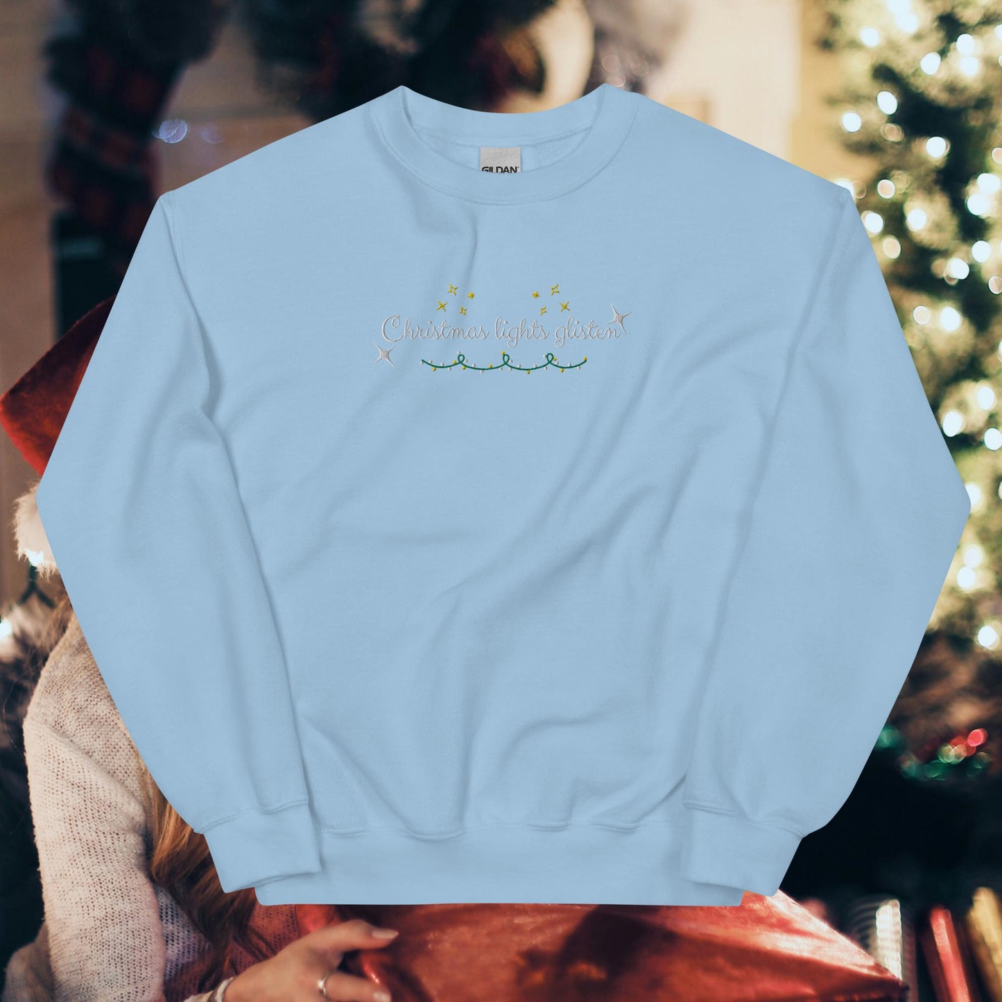 Christmas Lights Glisten Embroidered Unisex Sweatshirt