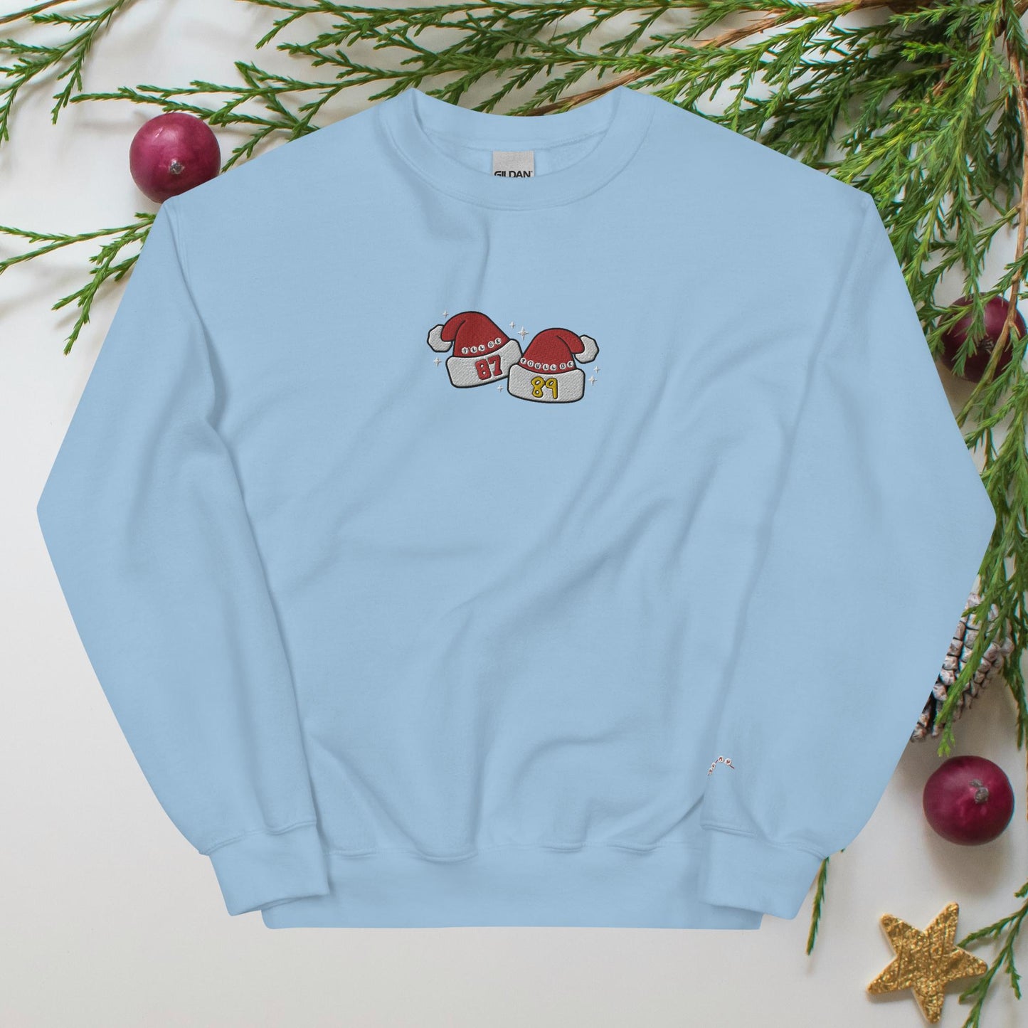 Tayvis Santa Hats Embroidered Unisex Sweatshirt