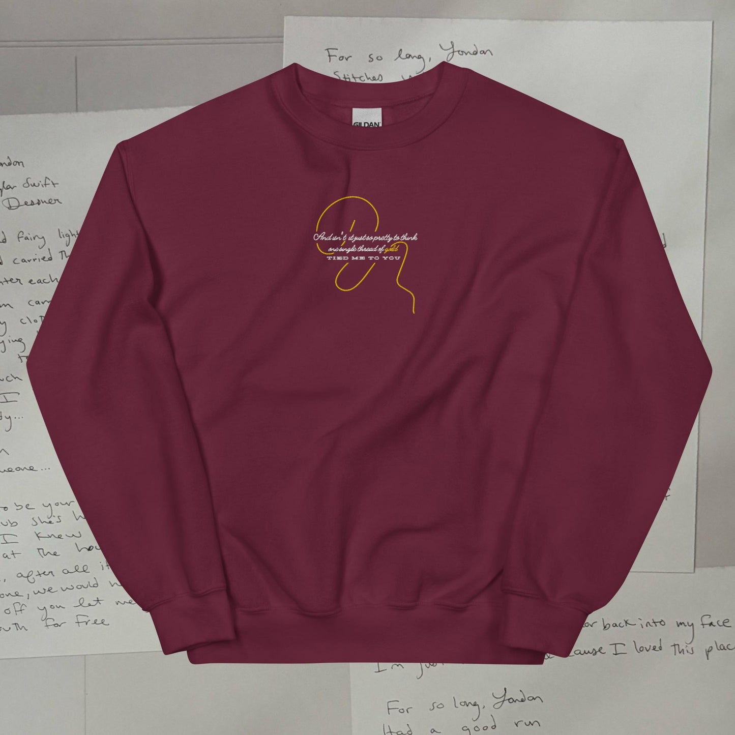 Invisible String Embroidered Lyric Unisex Sweatshirt