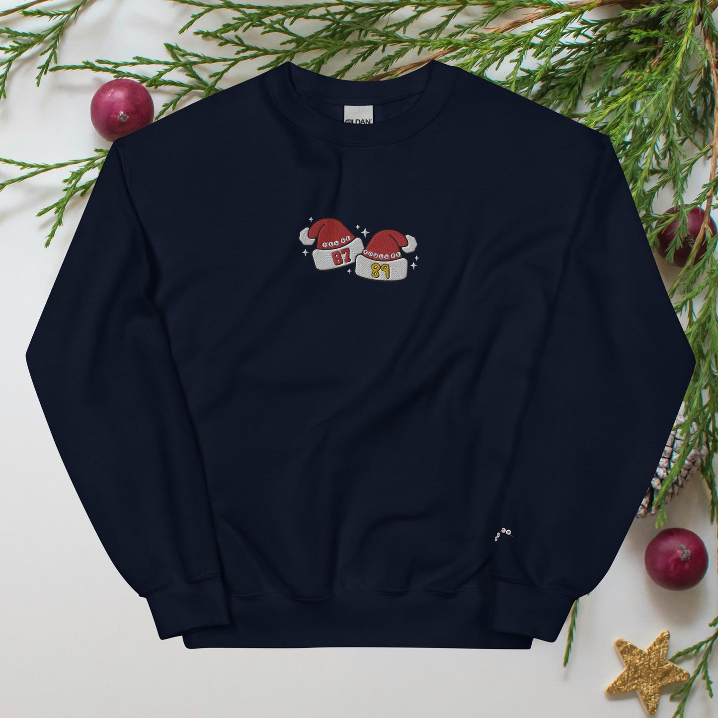 Tayvis Santa Hats Embroidered Unisex Sweatshirt