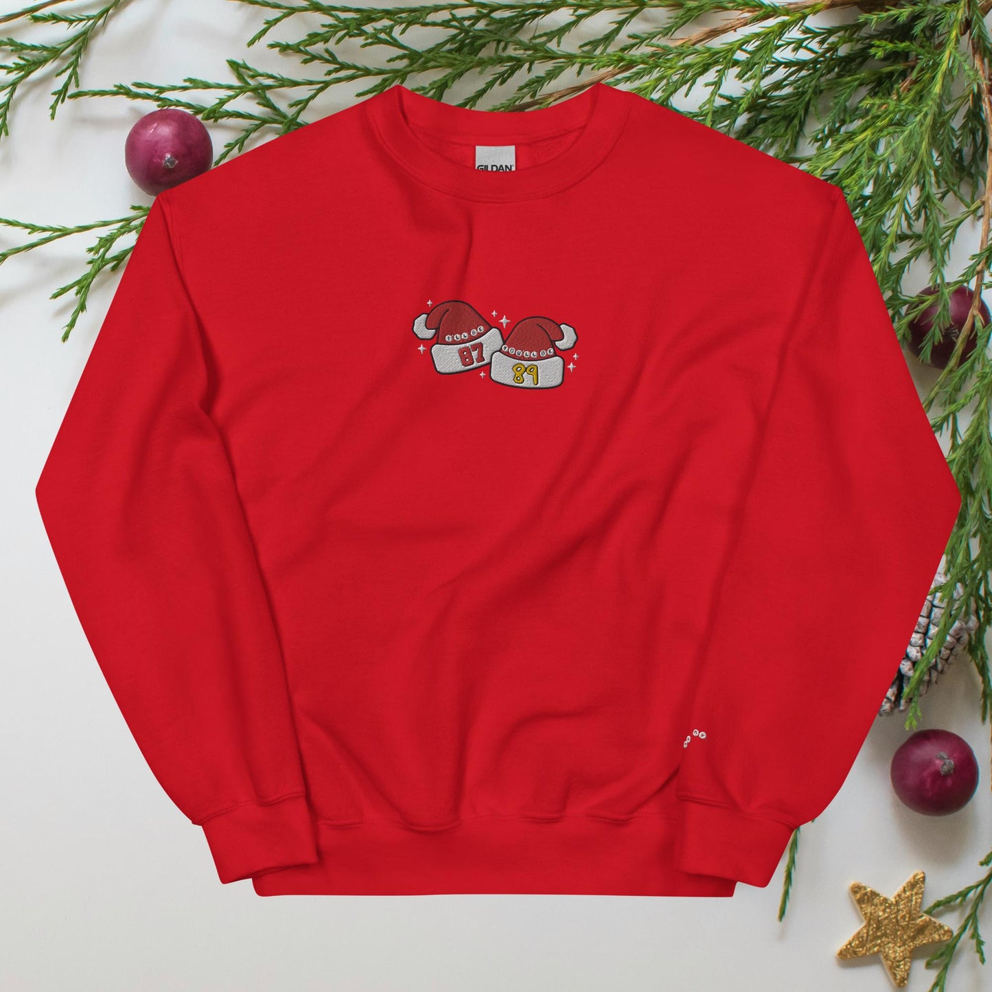 Tayvis Santa Hats Embroidered Unisex Sweatshirt