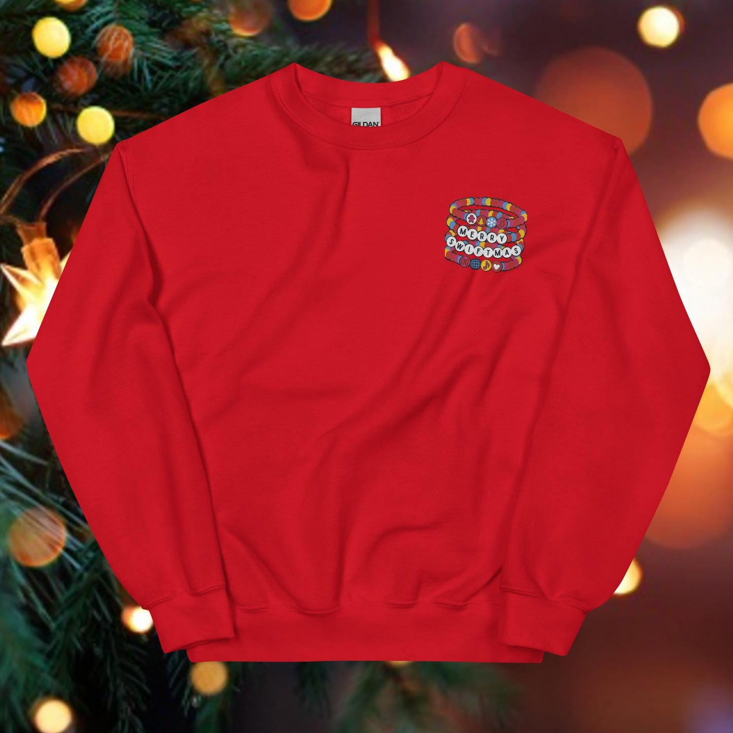 Merry Swiftmas Friendship Bracelet Embroidered Unisex Sweatshirt