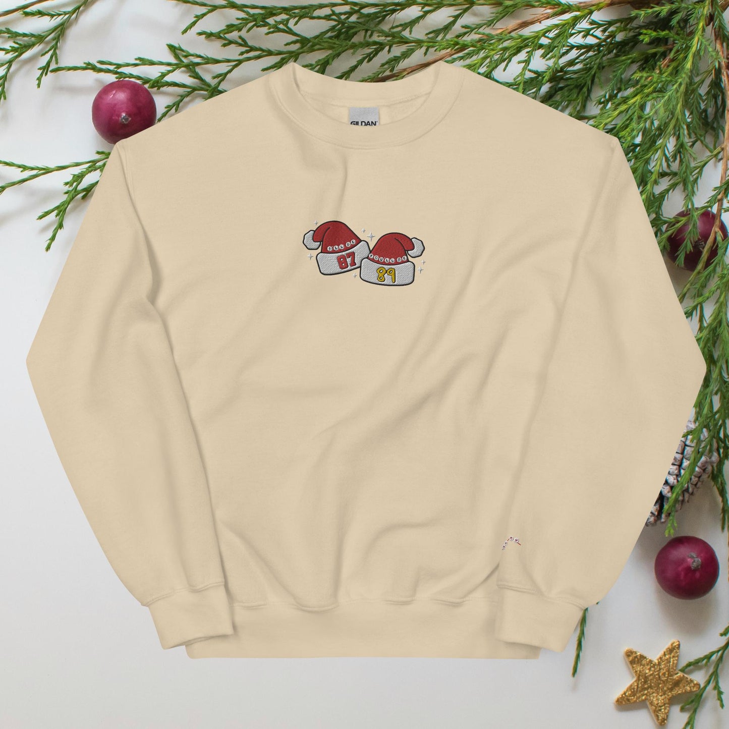 Tayvis Santa Hats Embroidered Unisex Sweatshirt