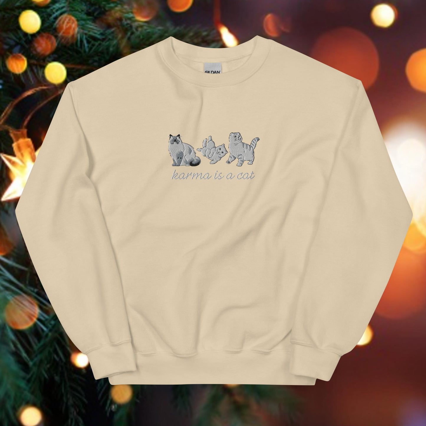 Karma is a Cat Embroidered Unisex Sweatshirt