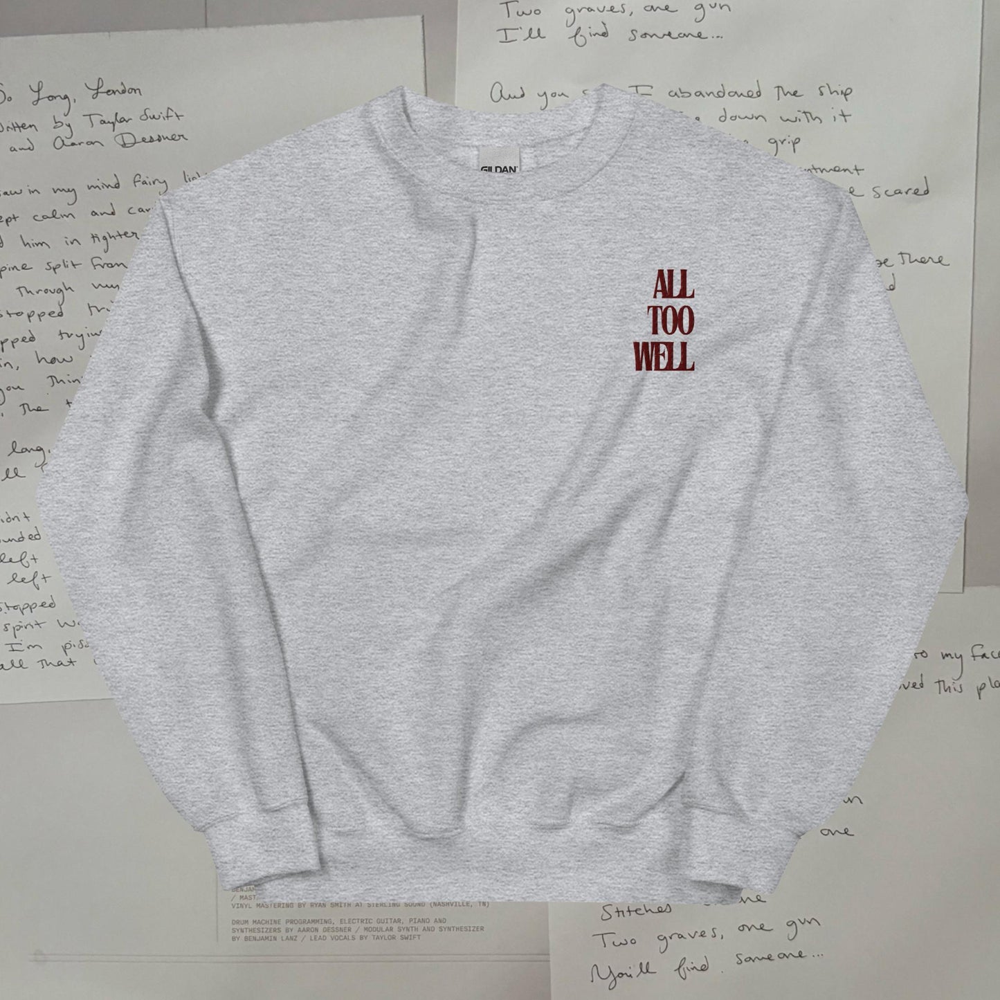 All Too Well Embroidered Lyric Unisex Sweatshirt