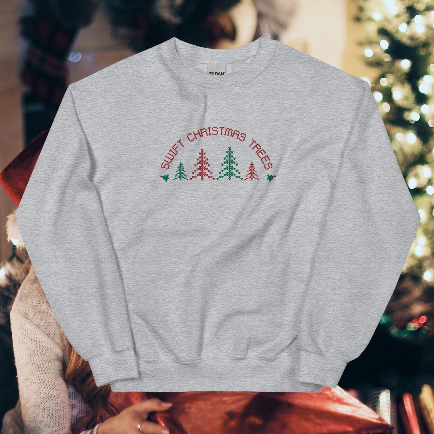 Swift Christmas Tree Embroidered Unisex Sweatshirt