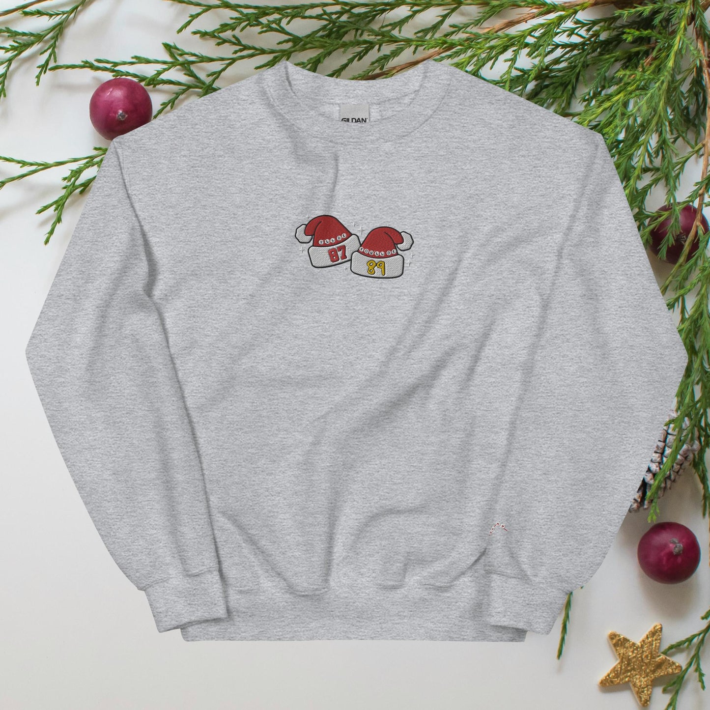 Tayvis Santa Hats Embroidered Unisex Sweatshirt