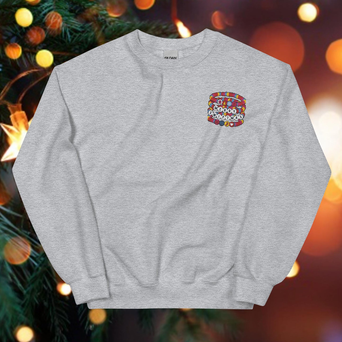 Merry Swiftmas Friendship Bracelet Embroidered Unisex Sweatshirt