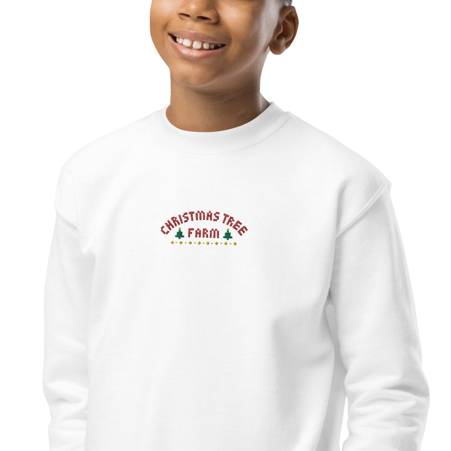 KIDS Christmas Tree Embroidered Youth crewneck sweatshirt